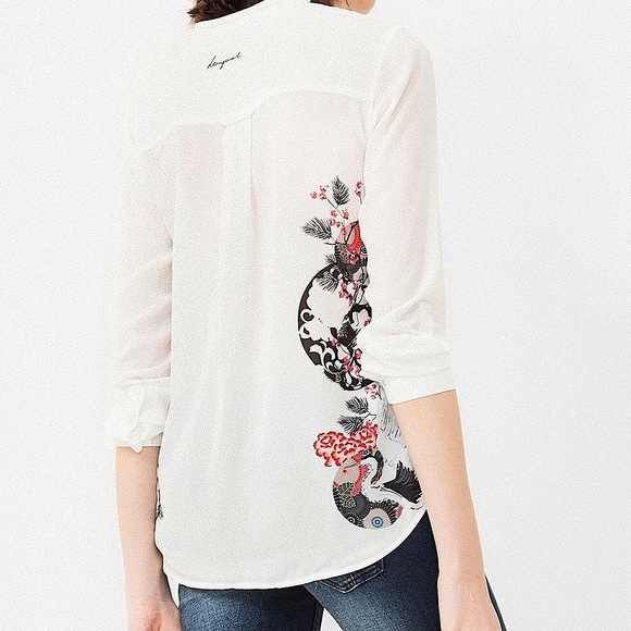 Desigual Cam Eva button up blouse top S - Picture 5 of 8